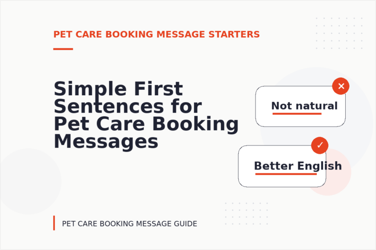 Simple First Sentences for Pet Care Booking Messages Simple First Sentences for Pet Care Booking Messages
